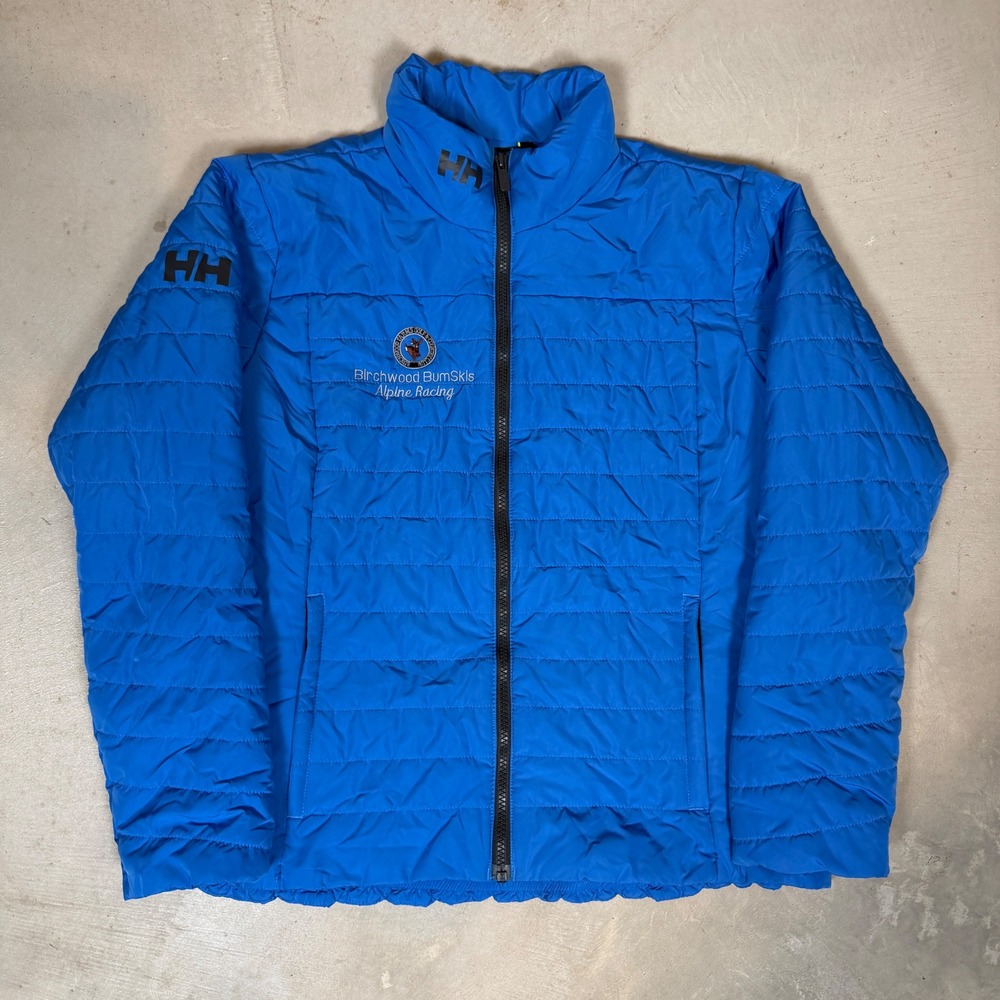 Helly Hansen Blue Puffer Jacket Alpine Racing Birchwood BumSkis Womens Large
